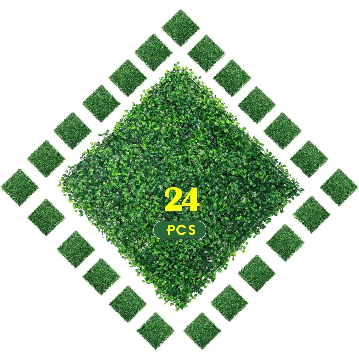 24 PCS 10x10 in UV-Protected Thick Soft Polyethylene Artificial Boxwood Topiary Hedge Panels, Interlock-Fit Dense Durable Privacy Panels for Garden, Christmas, Indoor-Outdoor Home Decor