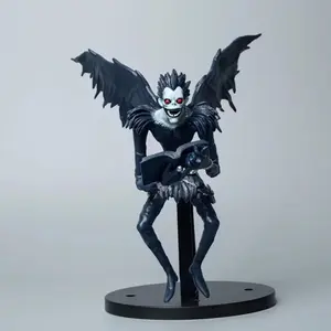Death Note Ryuk Anime Figure, Classic Book Holding Pose, Bat Wings, Blood Eyes, Skull Belt, Silver Color Accessories, 19cm PVC Statue