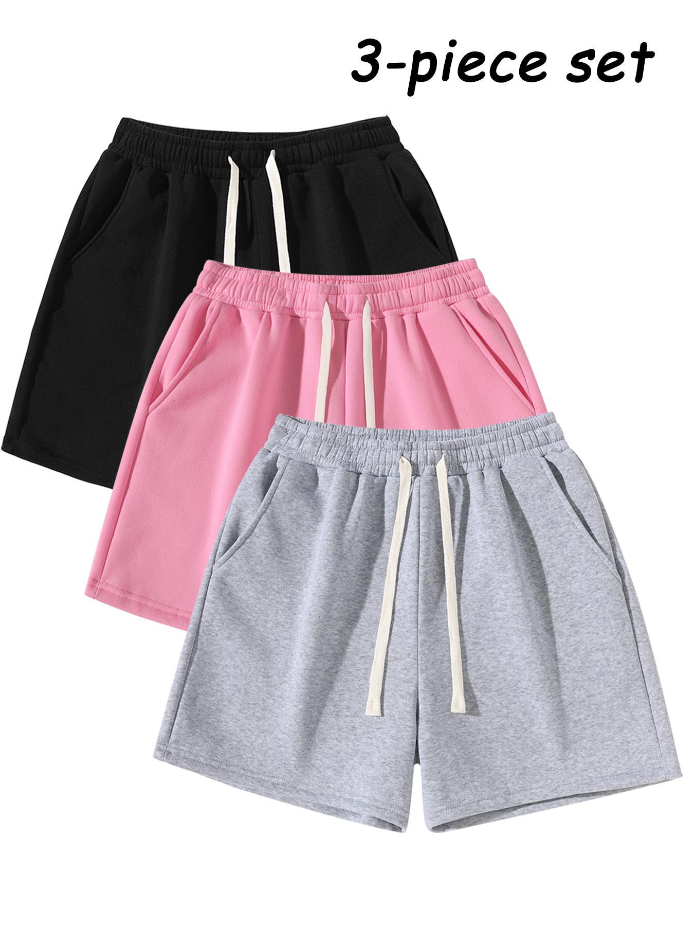 Men's Plain Drawstring Waist Shorts, Basic Sporty Running Shorts for Daily Wear and Exercise, Fitted Style Summer Sports Shorts in Medium-Weight Fabric, Casual Athletic Shorts