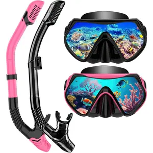 Snorkeling Gear for Adults, Dry-Top Snorkel Set Scuba Diving mask, 180°Panoramic Wide View Professional Snorkeling Gear Breathing Freely Snorkel Mask