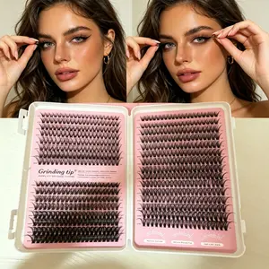 Self-Lamination Eyelash Kit, 30D/40D/50D Density, 8-16mm Mixed Lengths, Includes Glue & Tweezers, Natural Cat Eye, Dense Round Eye, Half Strip Lashes