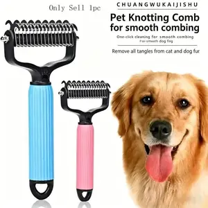 Pet Detangling Comb, Dual-Sided Dog Cat Grooming Brush, One-Button Undercoat Rake, Removes Shedding and Knots, Deshedding Tool, Pet Care Tool