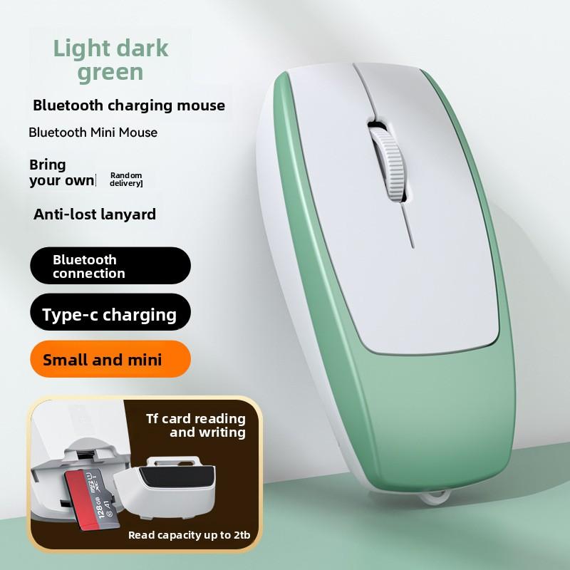 Wireless Mini Bluetooth Mouse Card Reader Silent Rechargeable Lanyard Craft Gift Keyboard