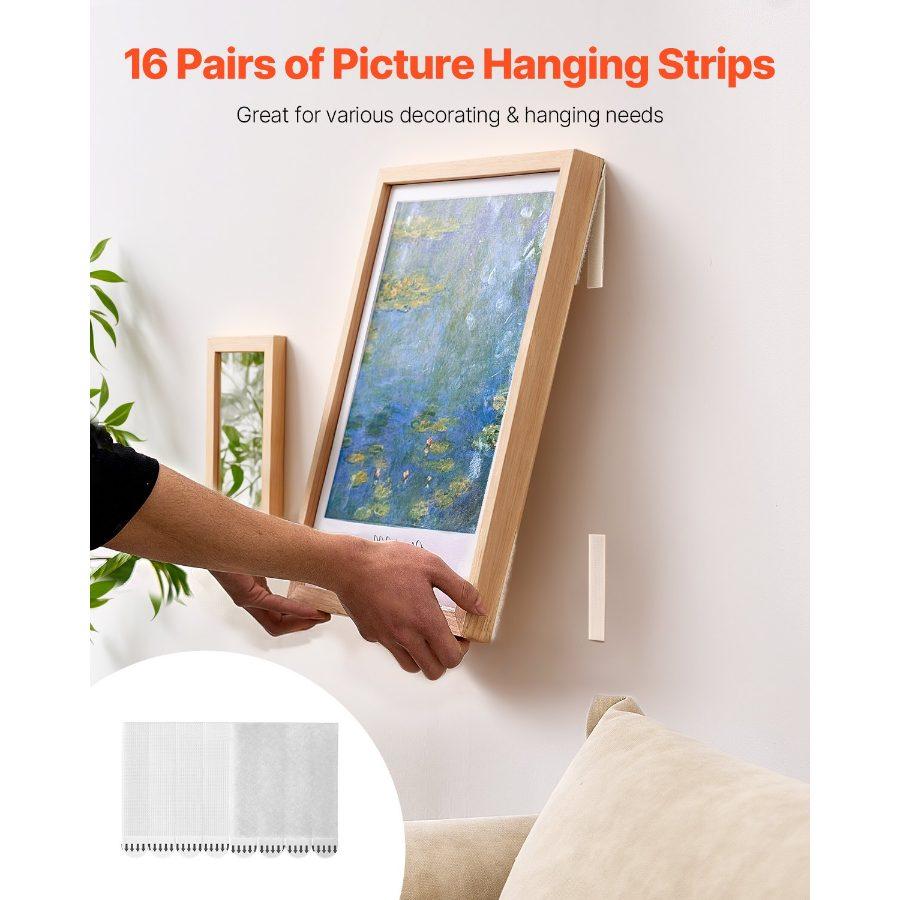 VEVOR Picture Hanging Strips, 34 Pairs, Large Picture Hangers with Removable Adhesive, Hook Loop Strips, Wall Hanging Strips for Damage Free Picture Hanger, Mounting of Photos, Frames, Wall Decor