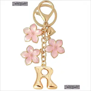 Personalized Bubble Initial Keychain with Floral Charm, A-Z Letter Key Holder, Cute Aesthetic Bag Charm for Purse & Backpack, Trendy Fashion Accessory Gift for Women Everyday Use