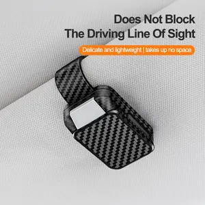 1pc Carbon Fiber Optic Car Eyeglass Holder Car Sun Visor Sunglasses Storage Clip Multifunctional Ticket Card Dual-Use Car Interior Eyeglass Holder