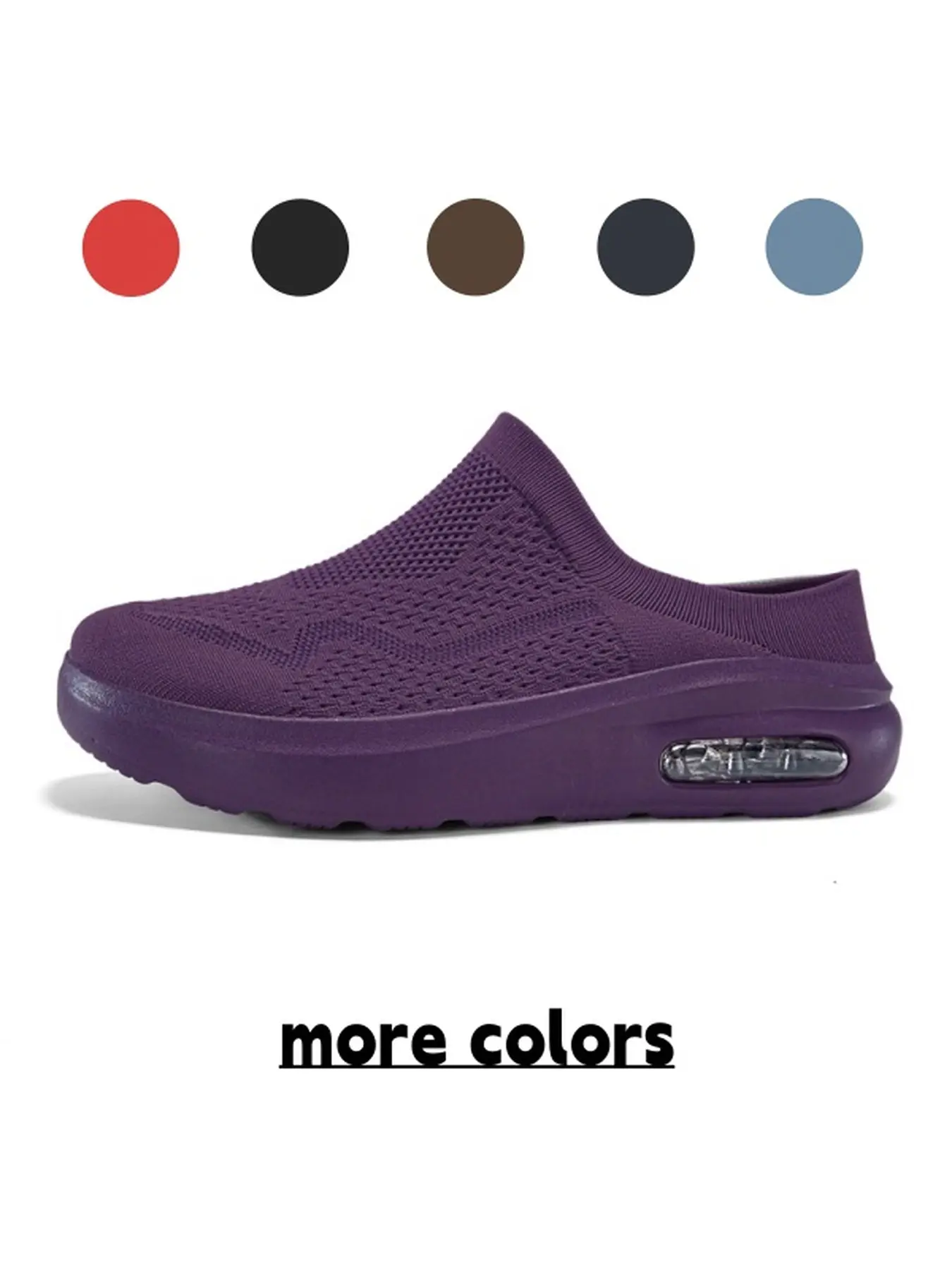 Unisex Solid Color Knit Mules Ergonomic Curved Outsole Cushioned Insole Easy Slip On Casual Sandals For All Season Indoor Outdoor Wear
