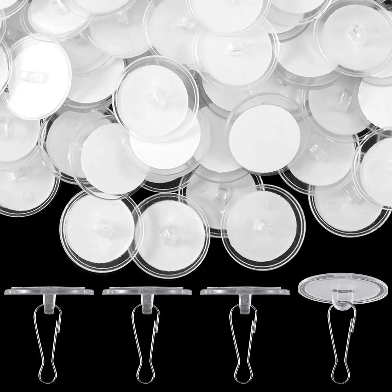 30 Pack Self-Adhesive Ceiling Hooks for , Sticky -Free Transparent Ceiling Discs with Metal Hook, Removable Wall Hanger for Wedding Birthday Halloween Christams Decorations