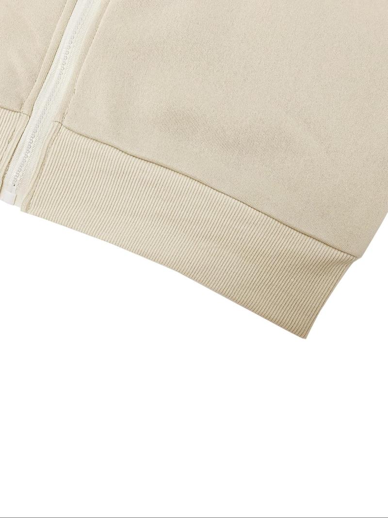 【LovelyWholesale】Women's Casual Striped Long Sleeve Zipper Jacket and Pants Set, Airport Wear, Fitted Natural Waist,Ladies Clothes for All Seasons