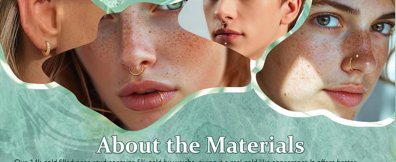 YADOCA Nose Rings for Women - 14K Gold Filled Hypoallergenic Surgical Steel Nose Ring Hoops 18G/20G/22G Small Cute CZ Screw L Shaped Nose Studs Piercings Jewelry for Women Men 12Pcs