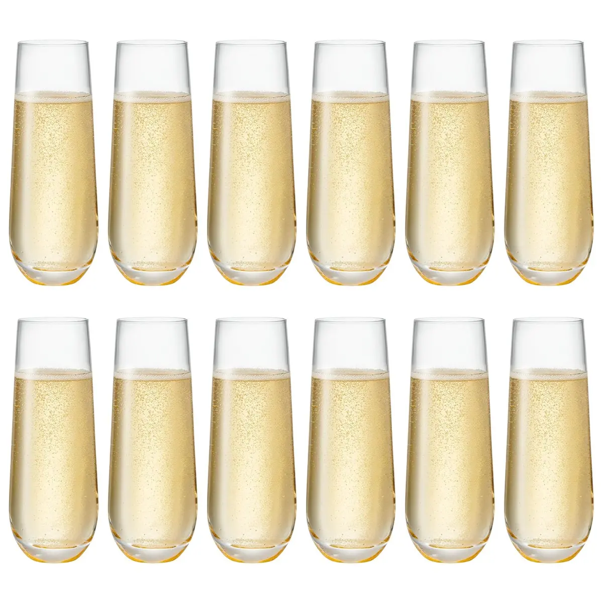 Set of 12 Stemless Champagne Flutes, Cocktail Glasses, 8oz/240ML Prosecco, Mimosa Glasses, Durable Glassware, Great for Weddings and Parties