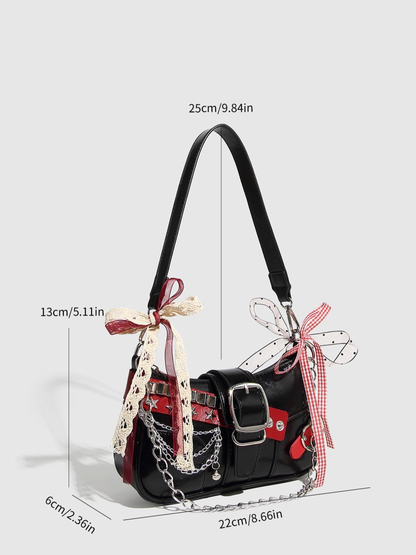 Women's Star Lacy Decor Stylish Crossbody Bag, Fashionable Pu Leather Adjustable Embellished Shoulder Bag for Daily Used, Casual Trendy Versatile High-quality Daily Commuting Bag