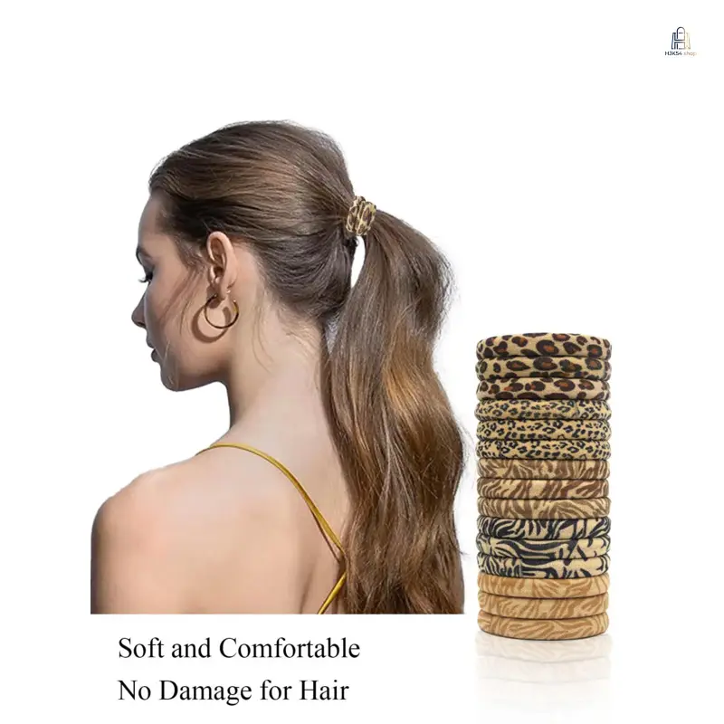 Leopard Print Scrunchies |   Popular 15Pcs High Stretch Elastic Hair Ties, Minimalist Bands for Thick Curly Hair, Trendy Leopard Hair Accessories for Women & Girls, Daily Casual Hair Styling