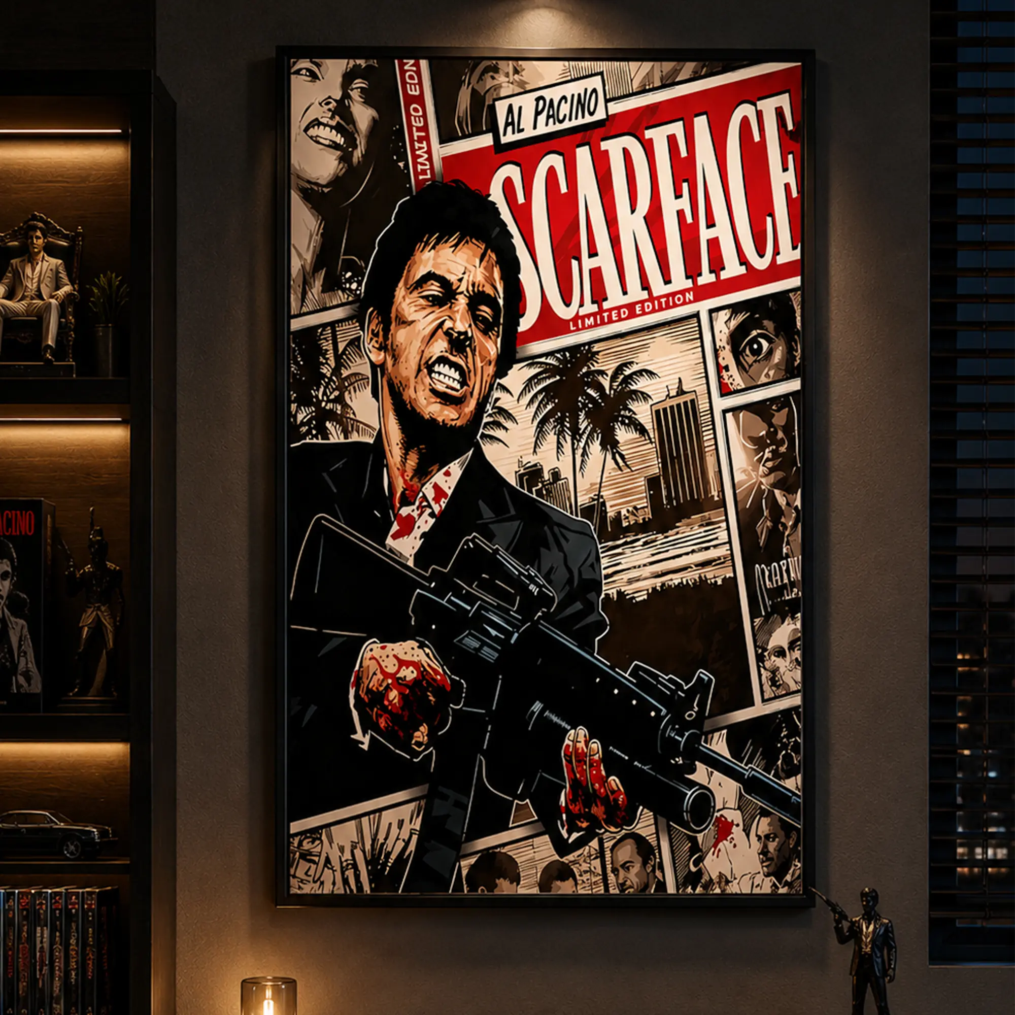 Scarface Movie Artistic Waterproof Canvas Wall Decor Vibrant Movie Wall Decor for Bathroom Living Room Bedroom , Dorm Room, Home Decoration, Gift for Movie Fans