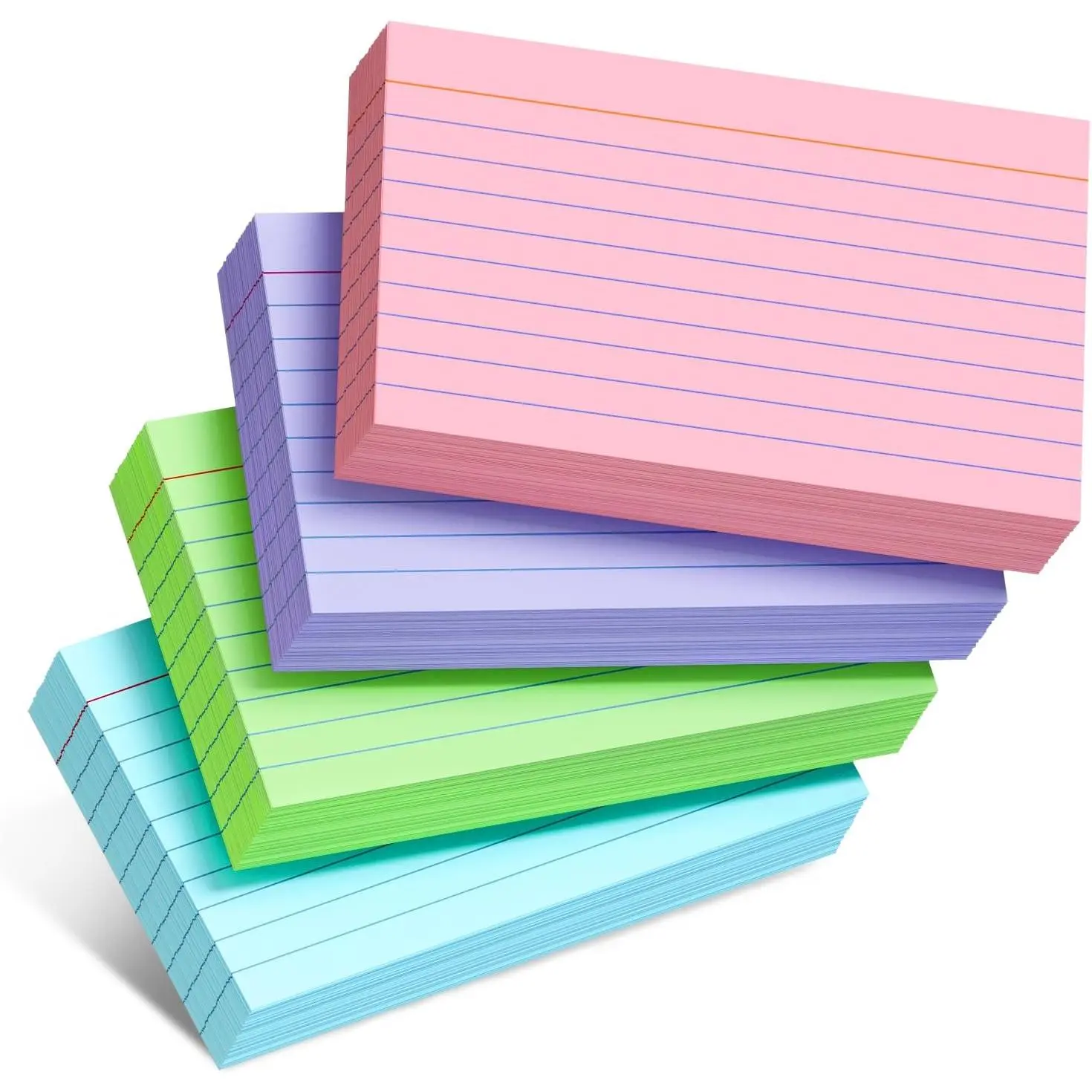 Colored Index Cards 3x5 Inch - 200 Count, Ruled Index Flash Cards for Studying, 180GSM Lined Index Note Cards 3x5 Index Cards, Colored Flashcards 3 x 5 Notecards Lined Study Card for Office