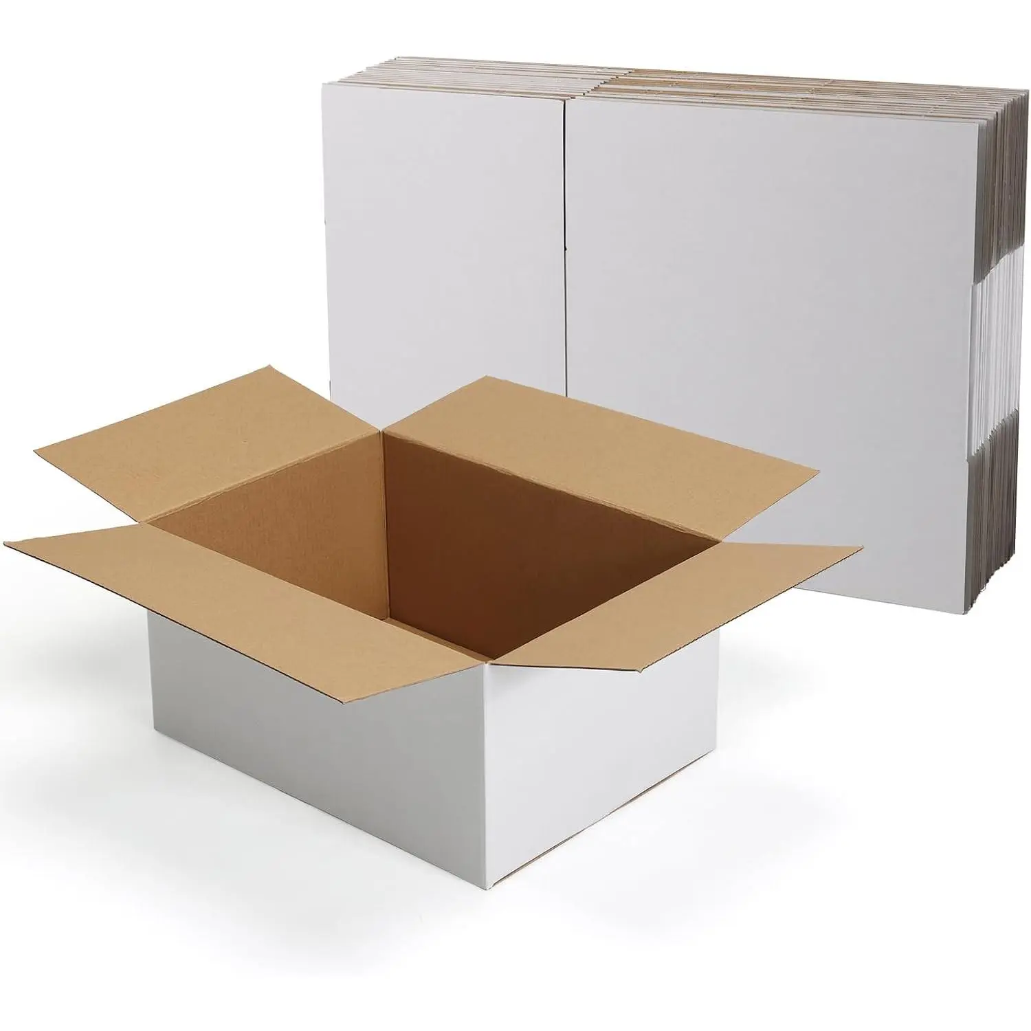 12x9x6 Shipping Boxes 15 Pack, White Corrugated Cardboard Boxes with Side-Lock and Pre-Applied Double-Sided Tape, Easy Assemble Packing Mailer Boxes for Small Business Shipping