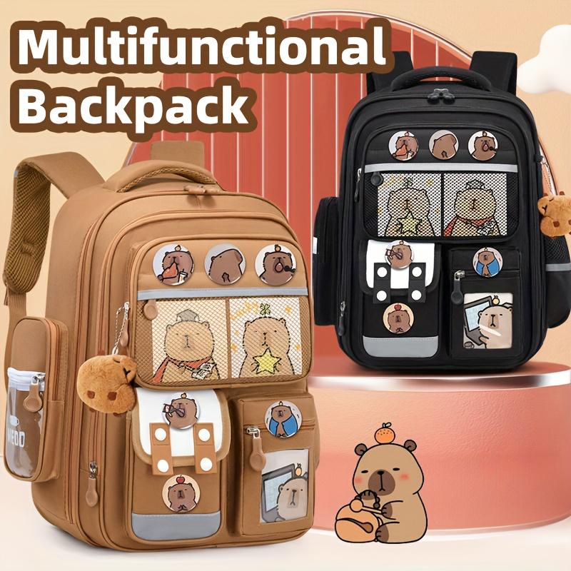 Cute Cartoon Capybara Backpack - Large Capacity Multi-Pocket School Bag with Adjustable Straps, Durable, and Design Students, Casual Daypack |       Design |       Zippered Backpack, School Backpack Girl, Backpack Teenager, Capibara