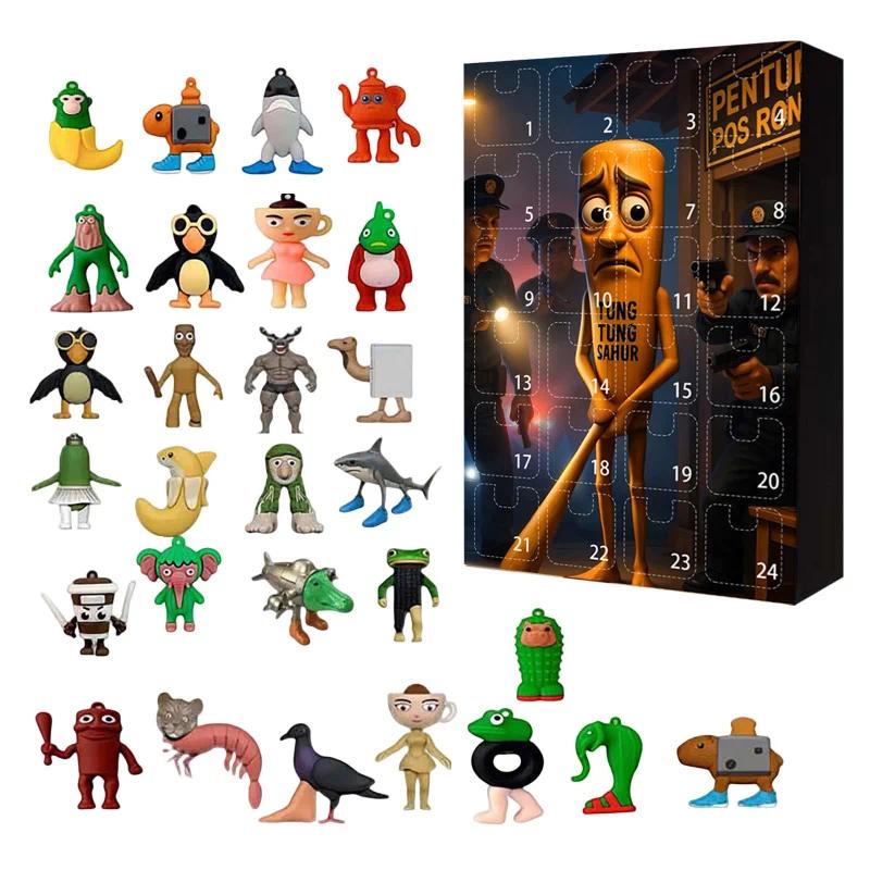Italian Brainrot Action Figure Set, Tung Tung Sahur Tralalero Model, Fun Desktop Decorations Ornaments Toys for Kids and Fan