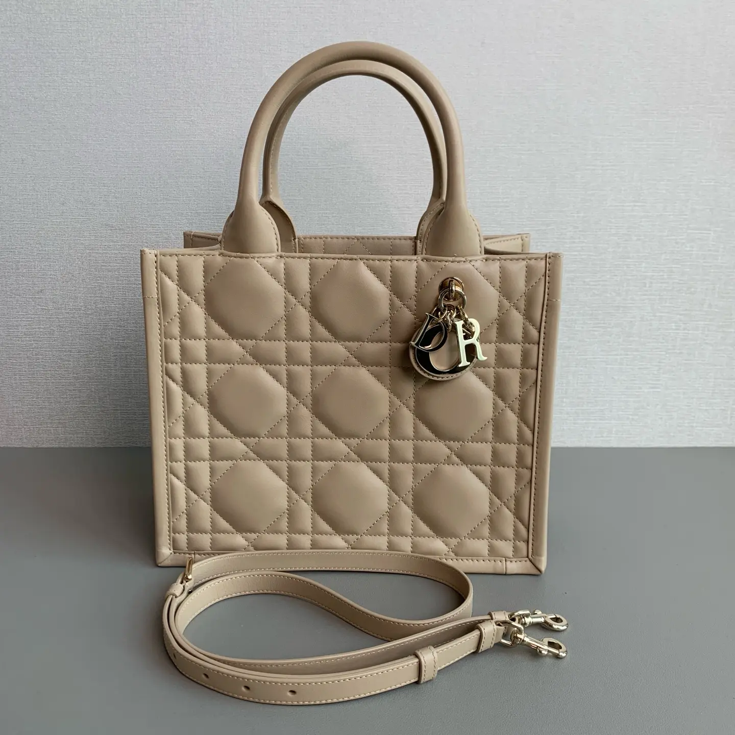 Pre-owned Dior BookTote Small Taupe Luxury Bag P07E02007