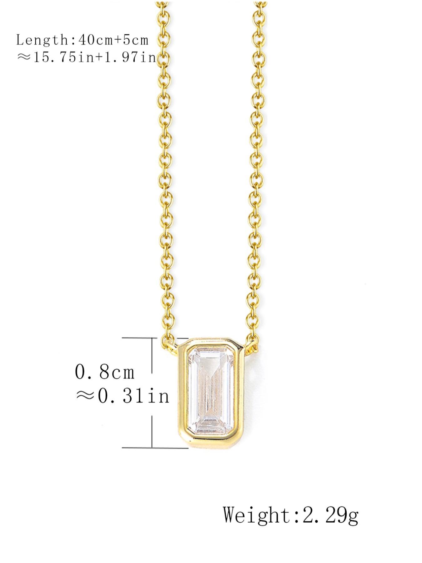S925 Sterling Silver Rectangle Shaped Artificial Zircon Pendant Necklace, Fashion Jewelry for Party, Daily Clothing Decor, Trendy All-match & Exquisite Jewelry for Gift