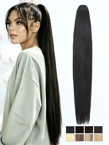 KAIRIYA 26 Inch Sleek Straight Clip-In Ponytail, Voluminous Synthetic Hair Extension with Natural Fluffy Texture, Easy Wear Hairpiece for Women, Great for Christmas, Holiday Parties and everyday casual styling