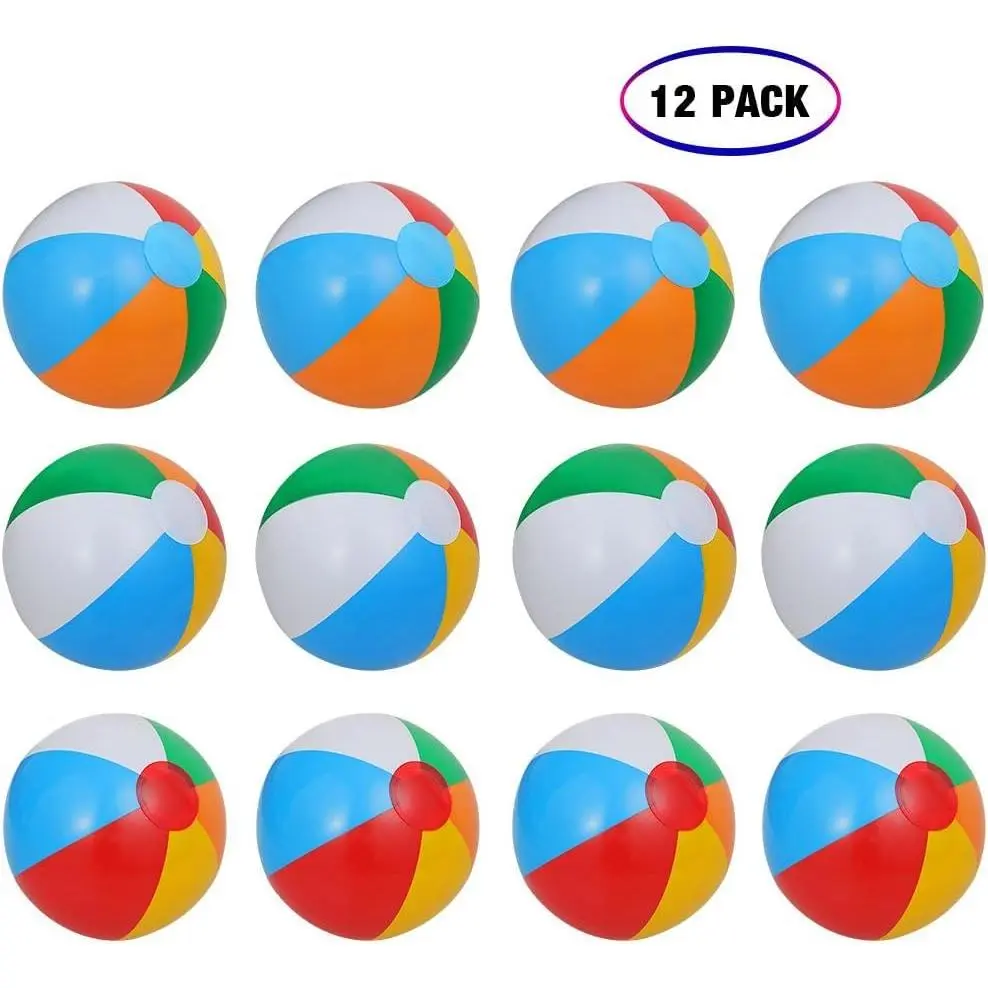 Inflatable Rainbow Beach Balls for Kids - 24 Pack 10'' Pool Toys - Summer Water Fun - Perfect for Indoor Outdoor Play, Birthday Gifts, Hawaiian Exotic Decorations
