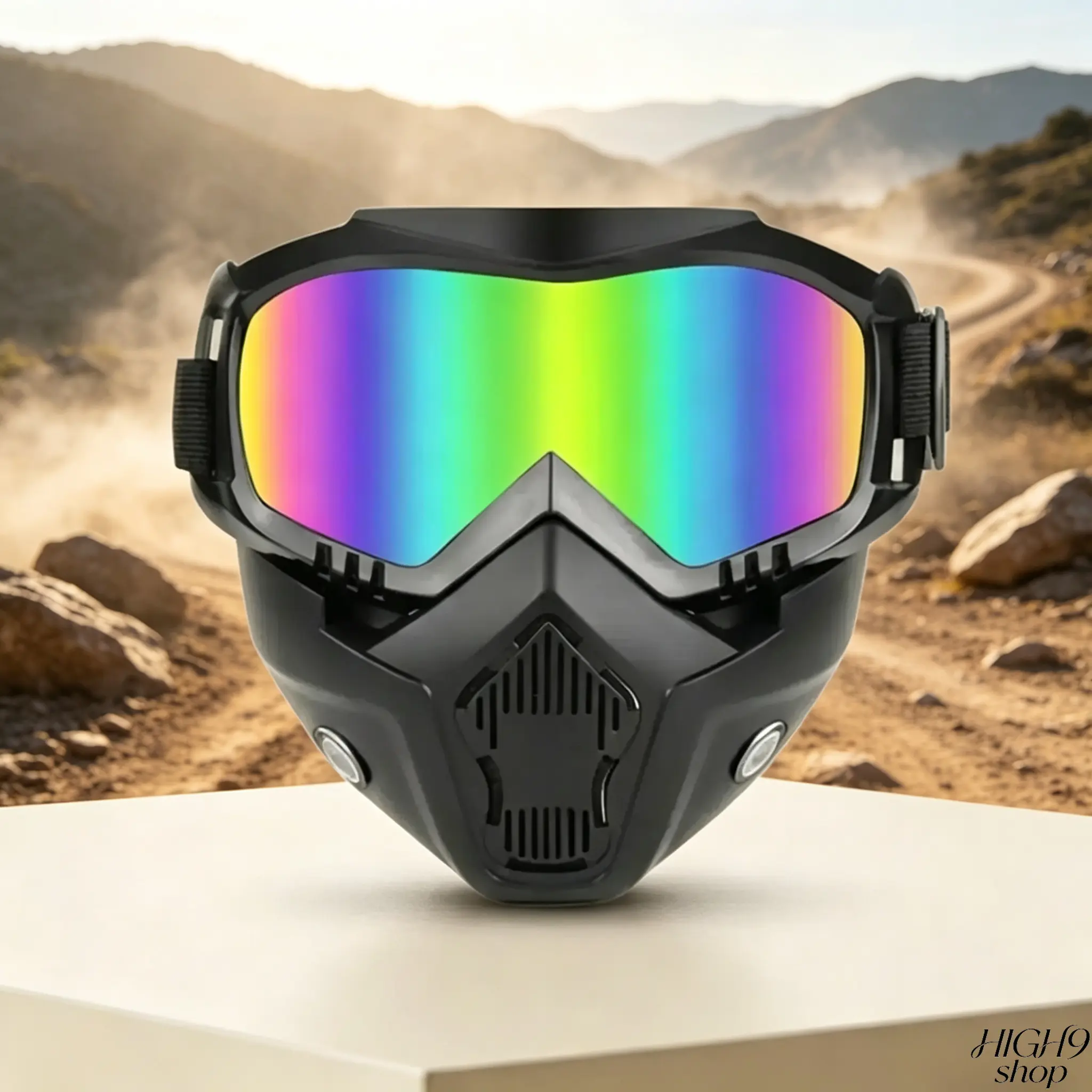 Detachable Full Face Protective Mask With Color Mirror Goggles, Dustproof Sandproof Anti-Fog Breathable Face Shield, Wind Resistant Eyewear For Cycling Motorcycle Outdoor Work Sports