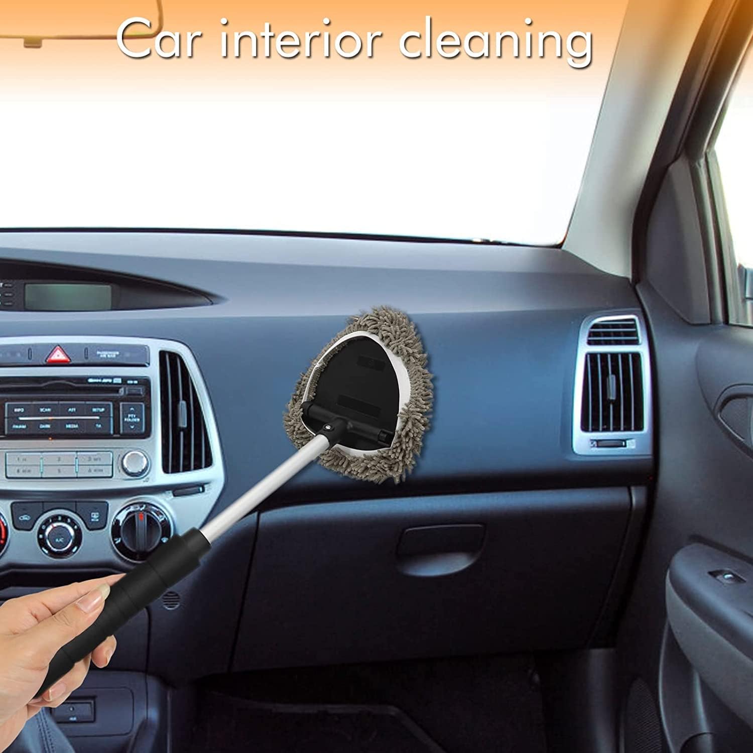 Windshield Cleaning Tool,  Inside Window Cleaner Tool with Extendable Handle, 3 count Microfiber and 2 count Chenille,  Interior Cleaner Tool Anti Fog, Streaks Free