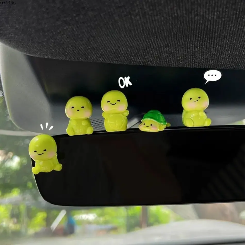 Mini Turtle Figurine Set 5 Piece Soft Decor for Car Interior Dashboard Office Desk and Home