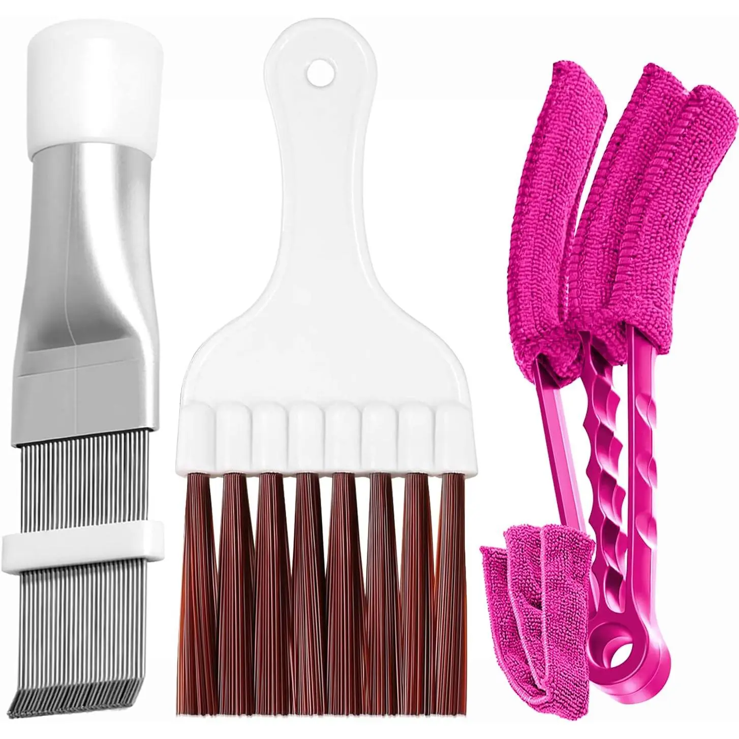 3 count Air Conditioner Condenser Fin Comb/Cleaning Brush, Coil Cleaner Whisk Brush with Window Blinds Brush Dust Cleaner for Refrigerator Evaporator Radiator