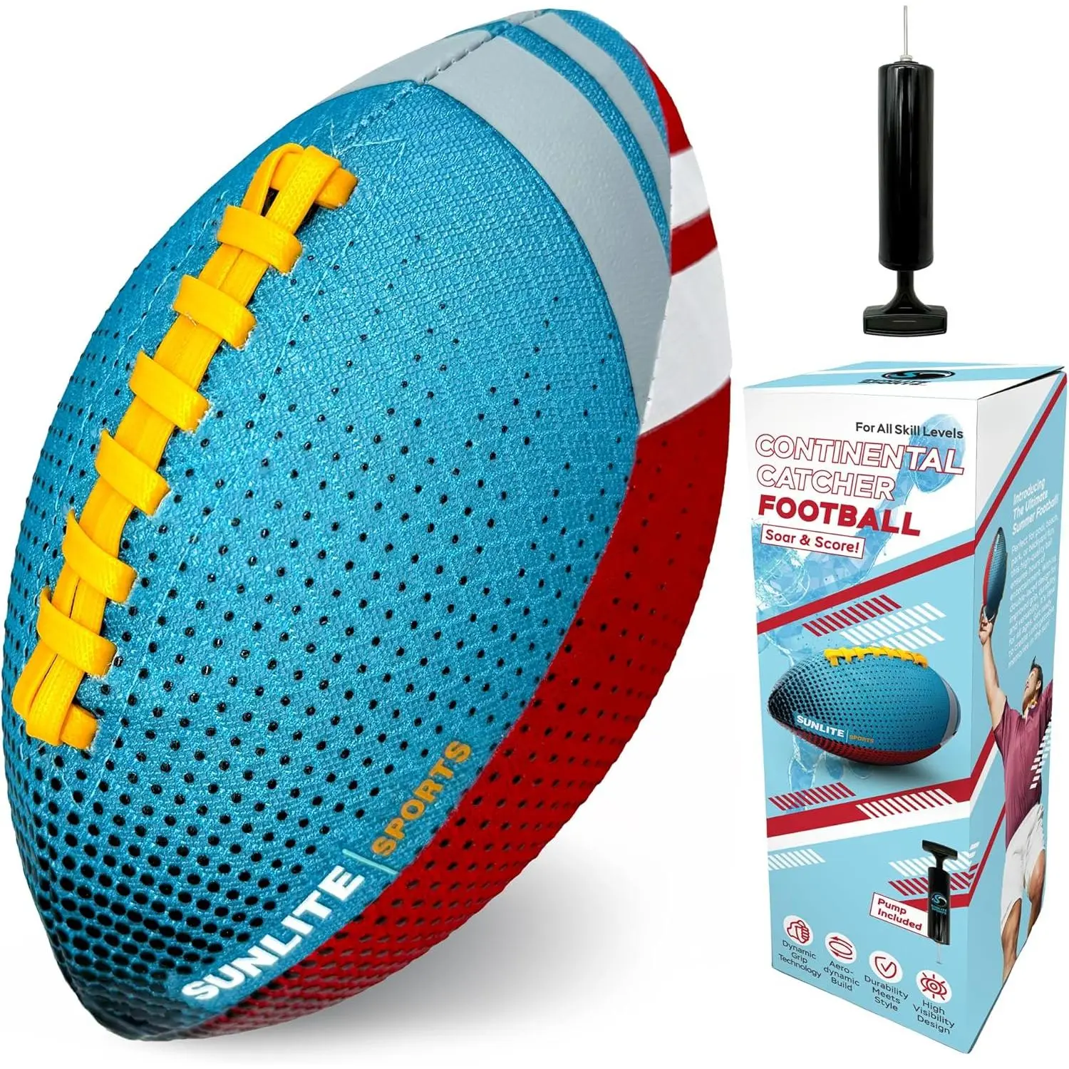 Waterproof Americana Inflatable Football with Pump - Single Ball, Kids' Outdoor Sports Toy for Lawn Play, Family Fun Accessory Compatible with Table Football Game, Americana With Pump