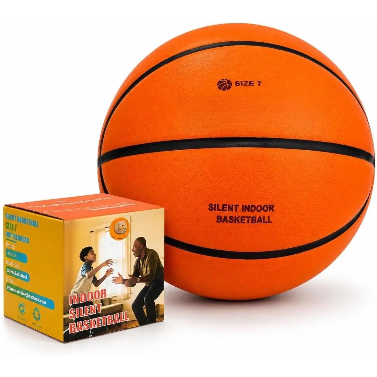 Silent  Basketball Size 7(29.5"), Dribbling Indoor Soft Basketball, Quiet Soundless Noiseless Basketball, Real Feel, Higher Bounce & No Noise,  for  Lover