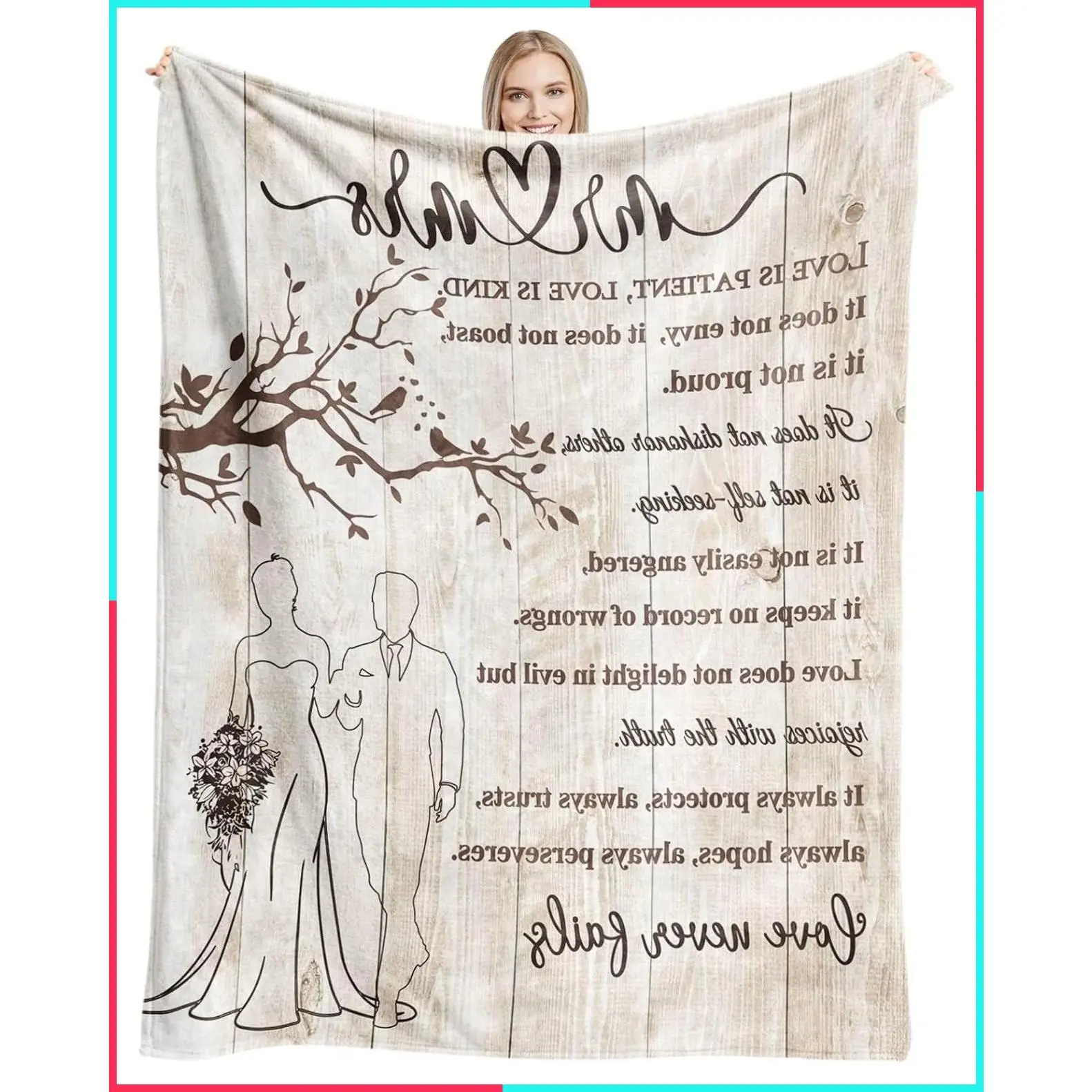 Soft Throw Blanket 60x50 Inch Light Khaki - Wedding Gifts for Couples, Bridal Shower Gifts for Bride to Be, Anniversary Mr and Mrs Gifts, Newlywed Wedding Blanket