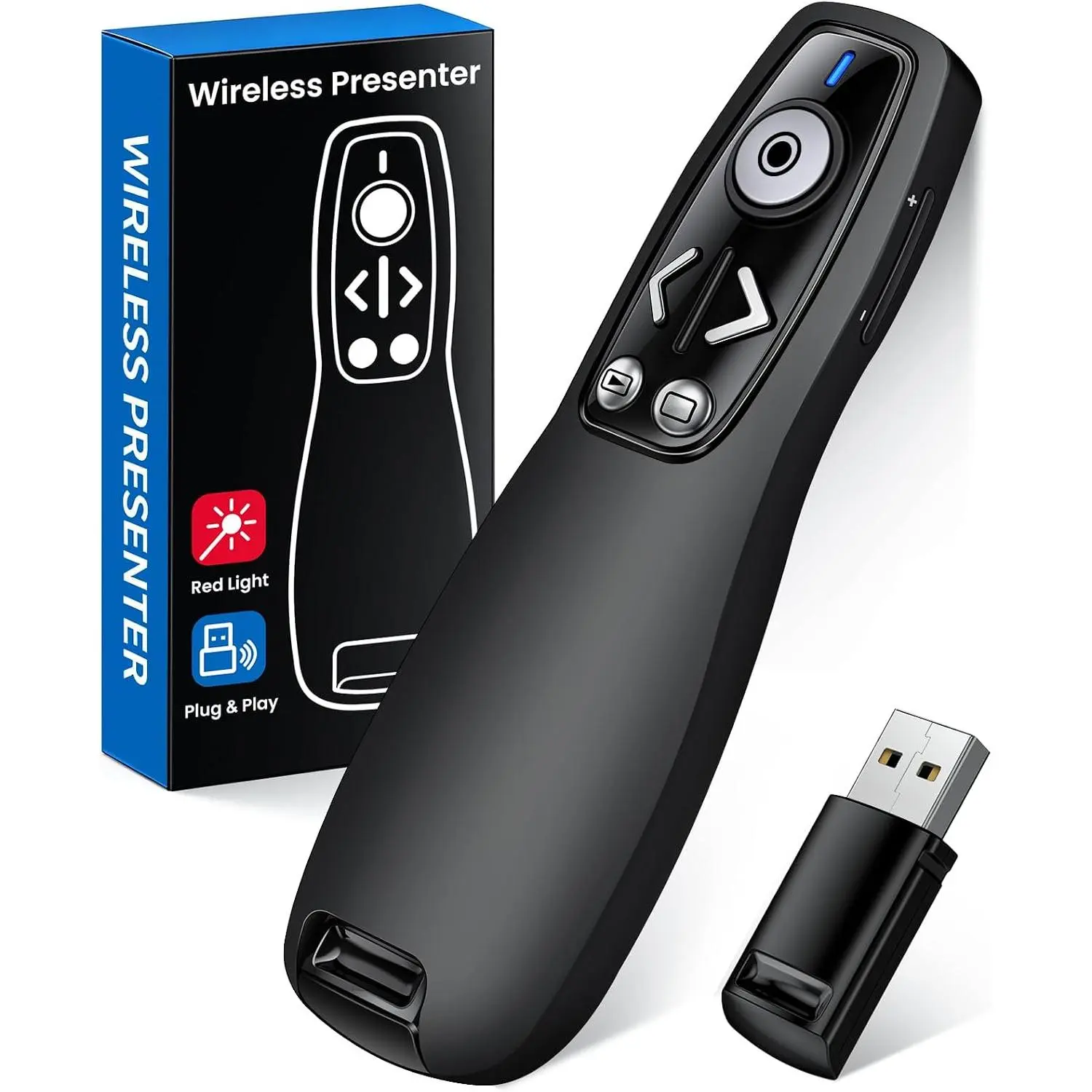 Presentation Clicker  Presenter Remote for PowerPoint, RF 2.4GHz USB Powerpoint Clicker with Hyperlink & Volume Control PowerPoint Slide Advancer for , , Laptop