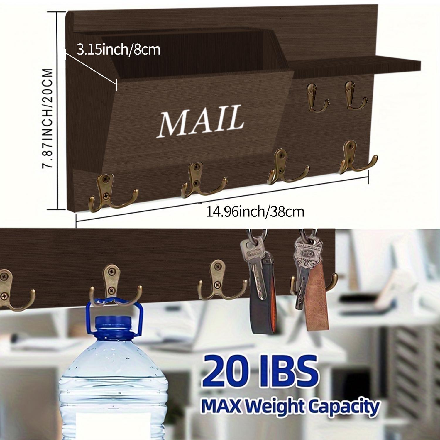 Wooden Wall Mounted Key Holder, Multi-purpose Storage Rack, Home Organizer for Entrance, Hallway, Living Room, Wall Mounted Hook