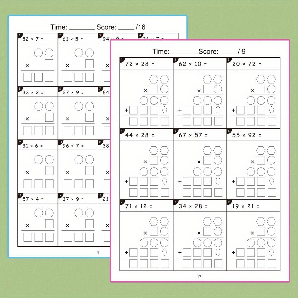 Multiplication Division Practice Books Set for Grades 3-5, Math Workbooks for Teenagers, Educational Mathematics Activity Book, Daily Practice Sheets, Learning Materials, Skill Improvement