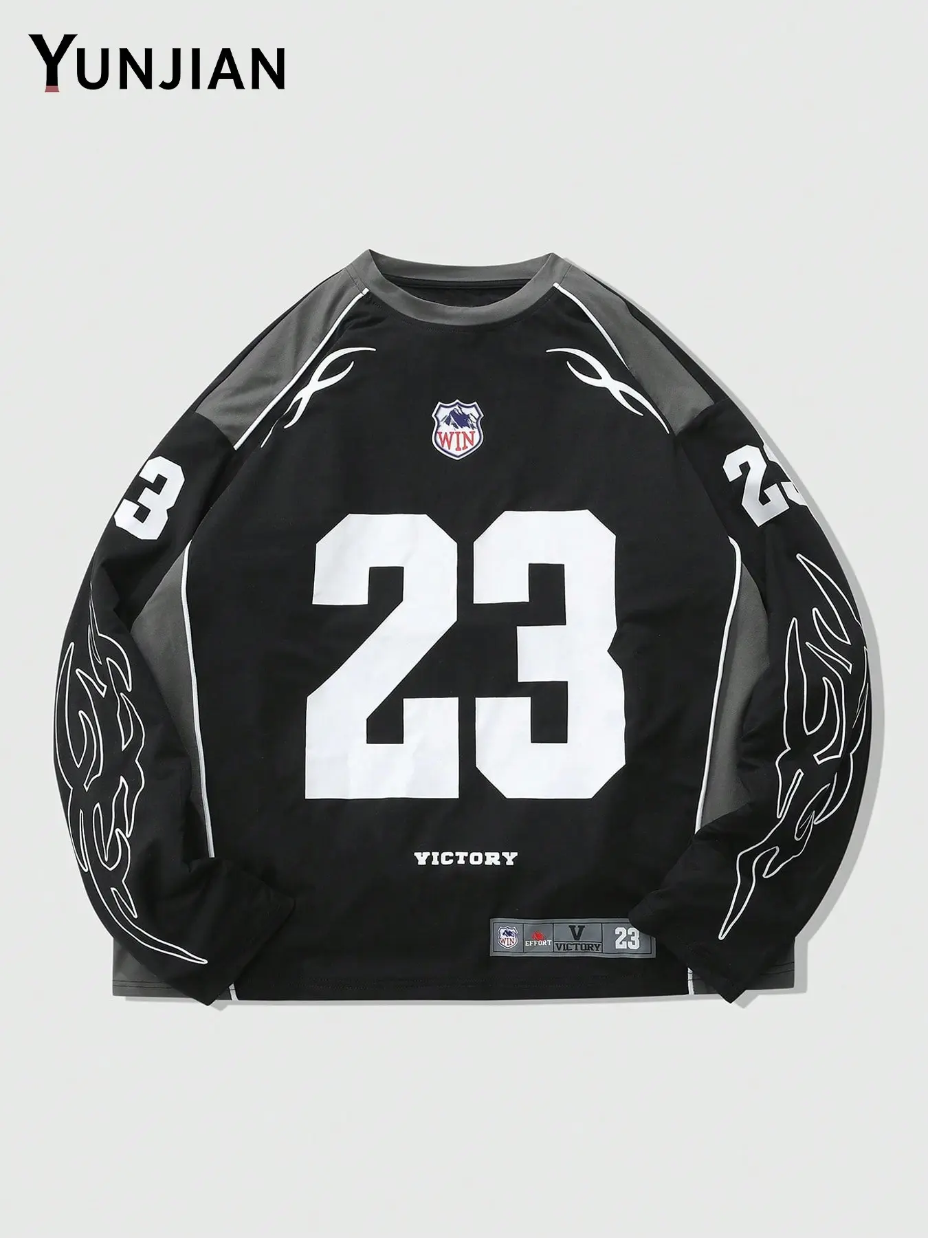 Unisex Racing Jersey Style Lightweight Long Sleeve Sweatshirt, Breathable Streetwear Top for Campus Sports & Fall Winter Fashion