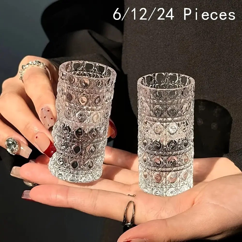 Mini Embossed Cocktail Cups Set, 6/12/24 Pieces, Ideal for Whiskey Glasses, Brandy, Vodka, Tequila, Iced Juice, Christmas Theme, Outdoor Activities