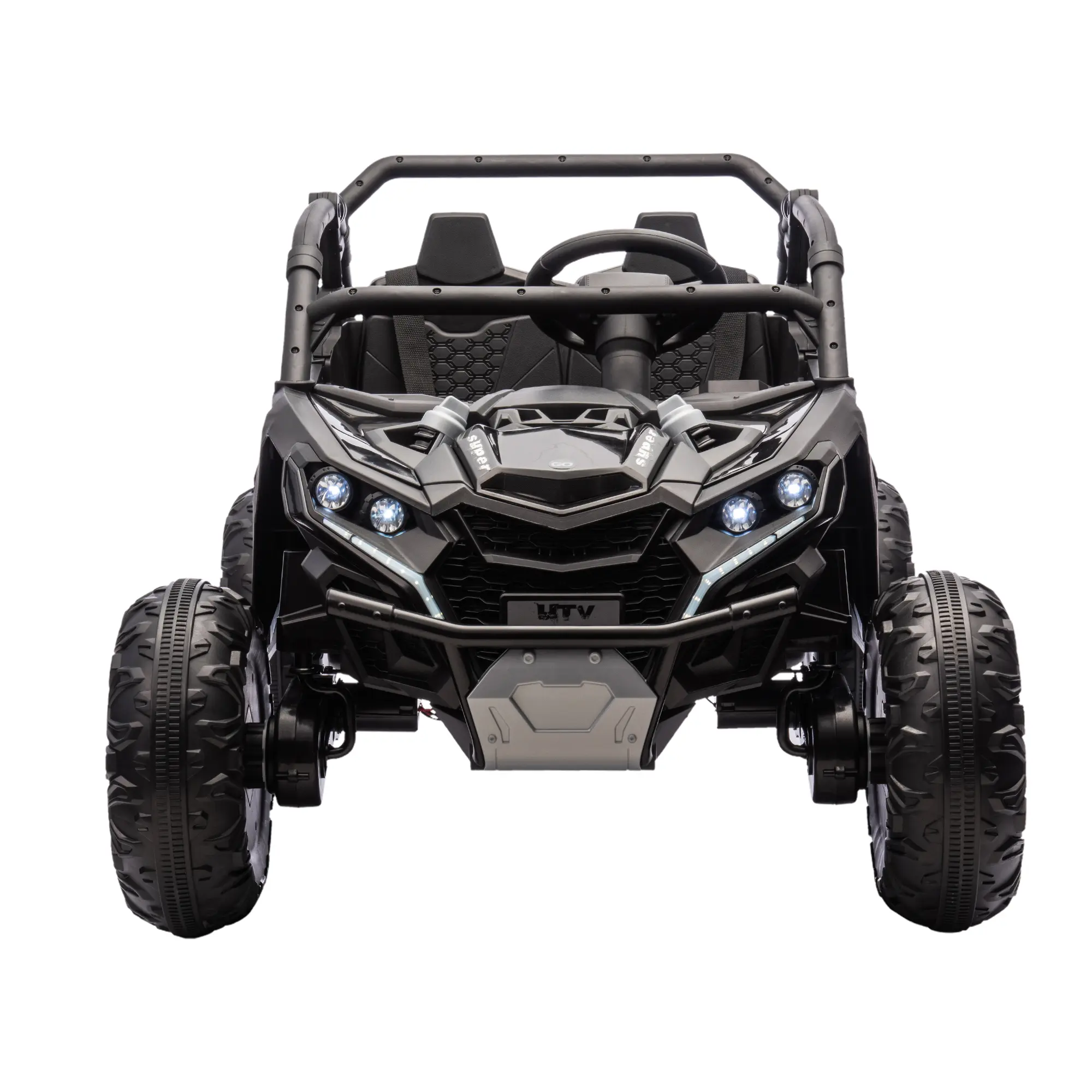 24v 2-Seater Ride-on UTV with Tent, 4WD Off-Road Electric Vehicle, Remote Control, LED Lights, Music, Horn, Shock Absorbers & 3-Speed Options