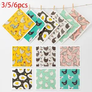 Thick Swedish Cloth Kitchen Dish Towel, Non-Woven Wood Pulp Cotton Cleaning Cloth, Floral Bird Series, Camping Print Dishcloth, Durable Cleaning Supplies, Kitchen Cleaning Cloths, Dishcloths For Washing Dishes, Dish Towels Rags