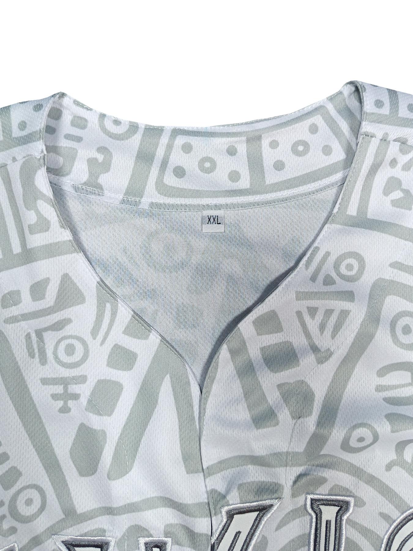 Men's Short Sleeve Mexico Embroidered Baseball Jersey, T-Shirt for Sports