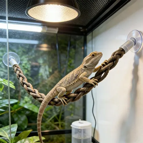 Reptile Climbing Tree Vine Stand with Suction Design, Realistic Scenery Fake Climbing Frame for Snakes Lizards Geckos, Pet Toy