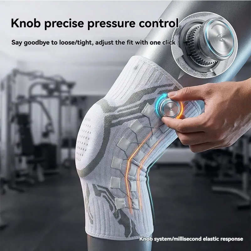 Knob Knee Brace, Outdoor Running Fitness Spring Support Silicone Shock Absorption, Compression Sports Knee Pad, All Seasons