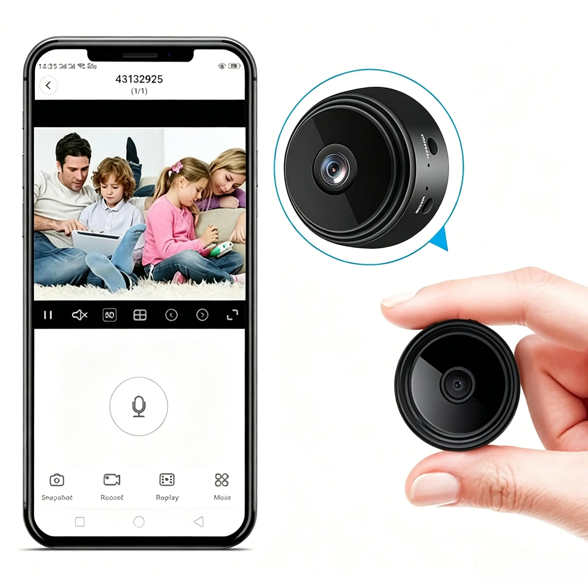 Mini WiFi Security Camera, 200mAh Magnetic Surveillance Camera, Infrared Night Vision, Motion & Sound Detection Alert, AP Hotspot & Home WiFi Connection, Multi Mount Accessories, SD Card Recording for Indoor Home Monitoring