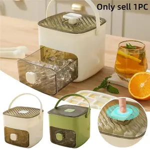 Portable Ice Cube Tray, Ice Cube Trays for Freezer, Flexible 48-Cube Mold with Lid, Storage Box & Drawer, Quick Ice Maker with Scoop, Ideal for Home, Office, Outdoor Use