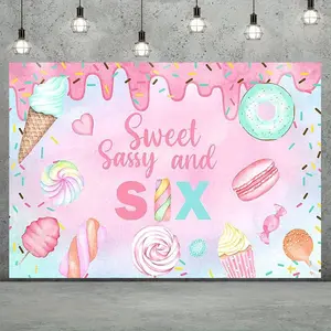 Sweet Donut Anniversary Backdrop Banner, Pink Dessert & Heart Theme Decoration, 2D Flat Single-Sided Polyester Banner with Metal Grommets, Perfect for Anniversaries, Birthdays & Celebration Party Decor