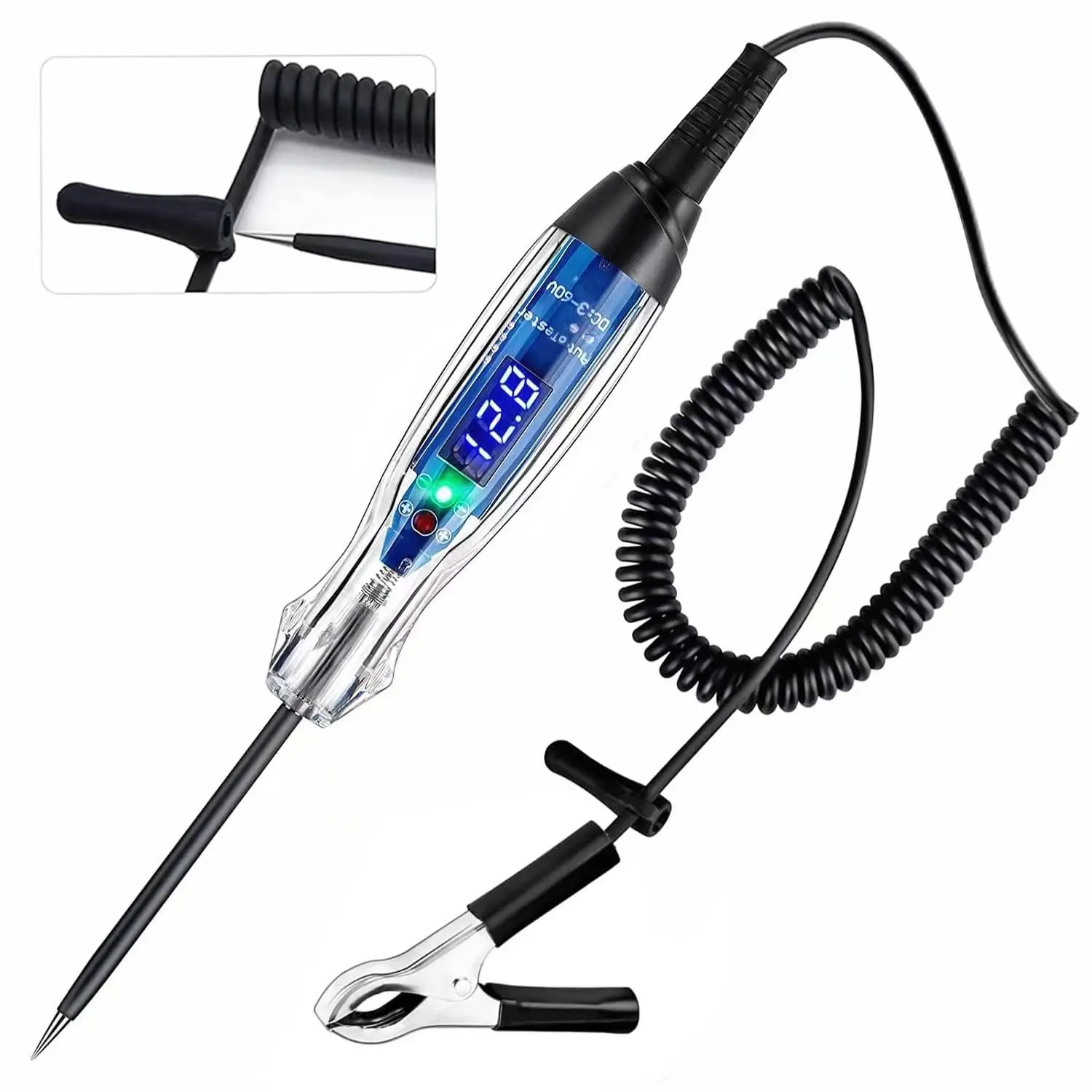 Test Light Automotive, 3-60V DC LED Digital Circuit Tester, Heavy Duty Light Tester with Voltmeter, Auto  Tester Electric Probe Test Pen for Fuse, , Polarity