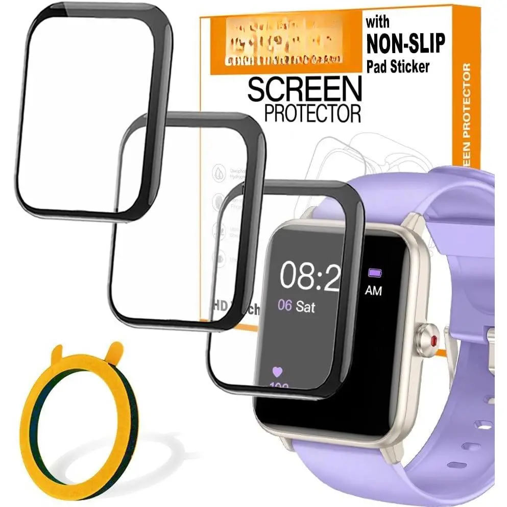 Screen Protector for P22, Compatible with Smartwatch TYKOIT 1.5 Inch, P22 Donerton Popglory CanMixs Kalinco 1.4”, Dirrelo Fitpolo GT01 1.55”, Curved  Full Coverage