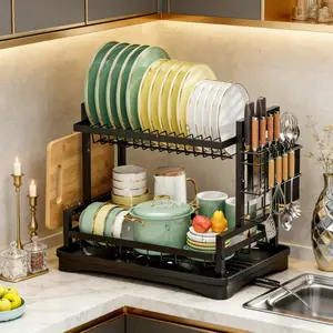 Who Knew A Dish Rack Could Do This? All-in-One 2-Tier H Frame Drainer, Rust Resistant for Kitchen Countertop (1 Piece)