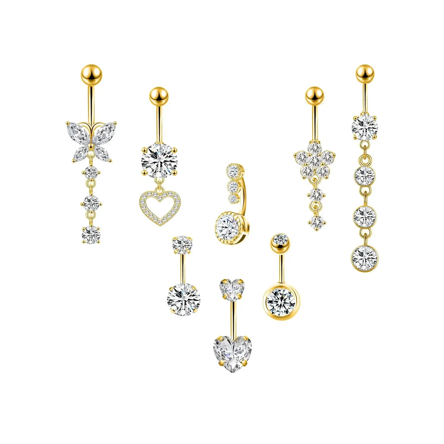 Stainless Steel Navel Earrings For Women, 14g Navel Piercing, Fun And Navel Ring, Perfect Gift, Belly Button Piercing